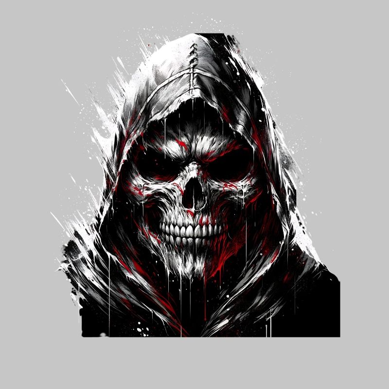 Dark Skull with Hood Gothic Art
