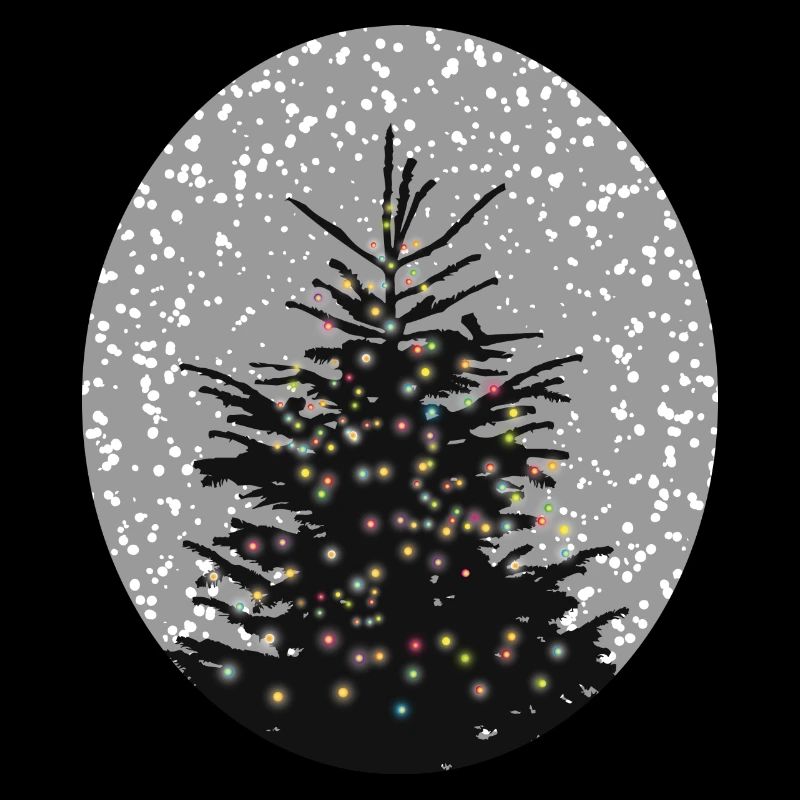 illuminated Christmas tree in the snow