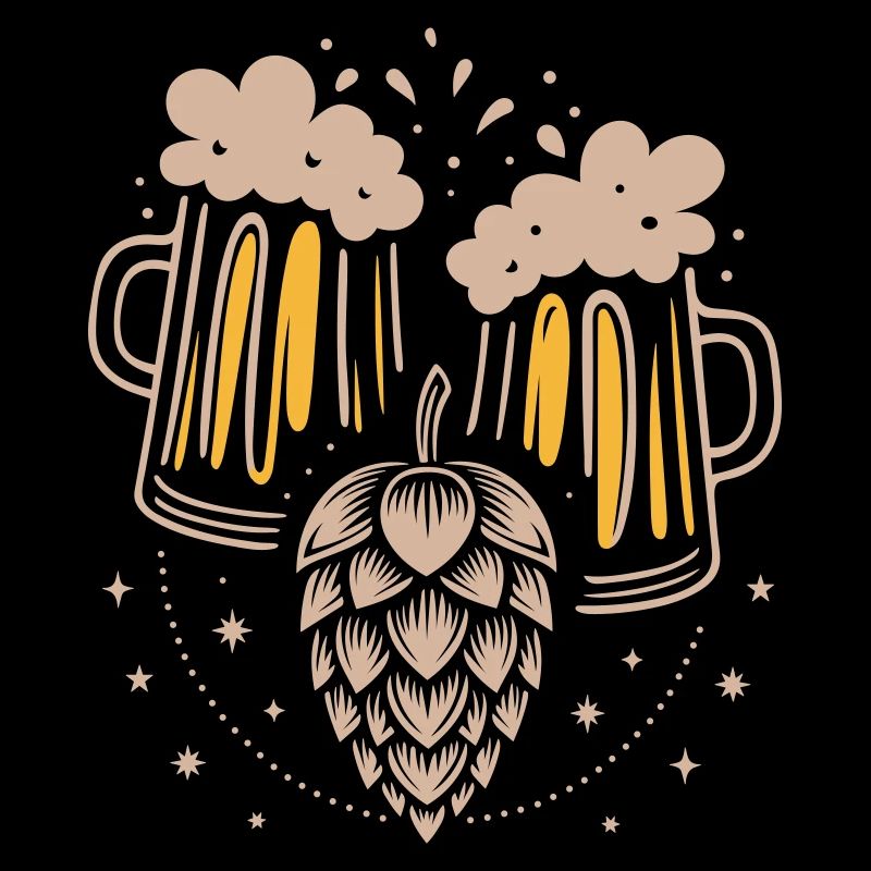 Beer mugs & hops - beer design for a festive mood