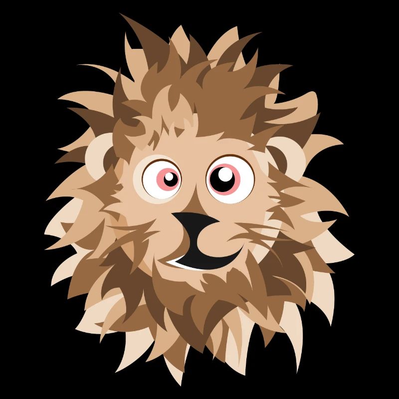 crazy lion funny motif mane comic cartoon