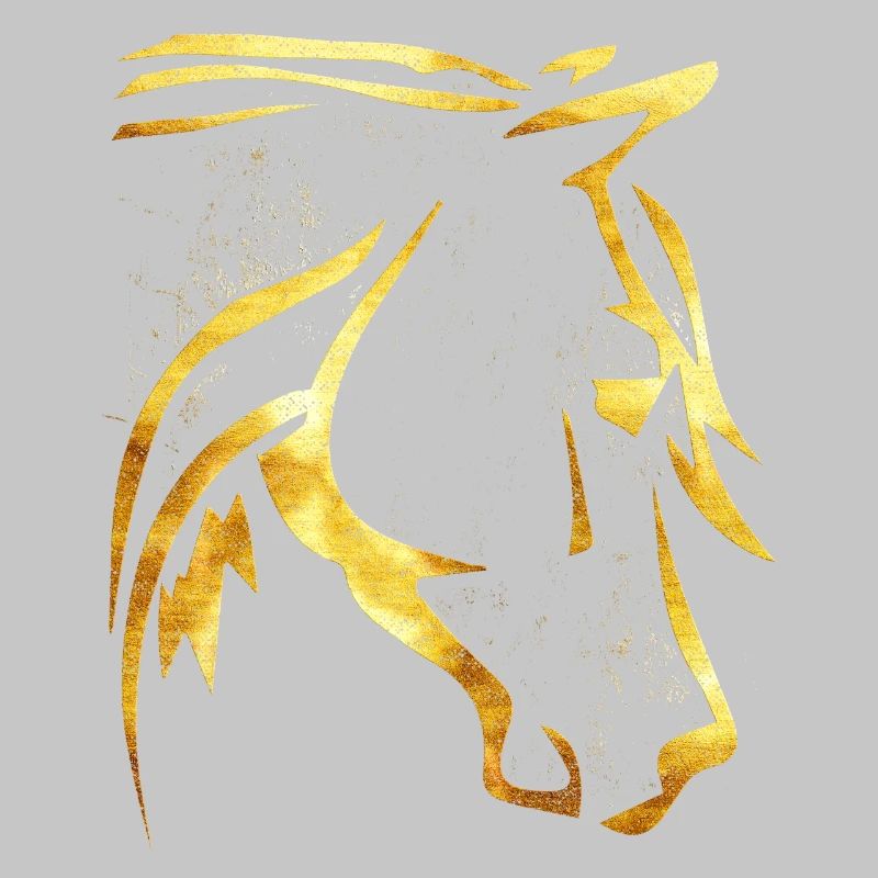 Équitation - Cavalier - Tête de cheval - Cheval d’or