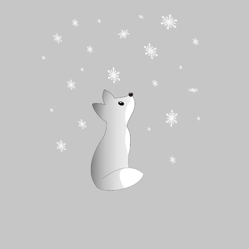 A Cute Snow Fox Watching Snowflakes Beautiful