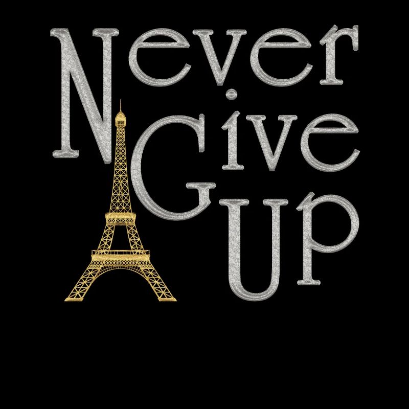 NEVER GIVE UP Argenté tour Eiffel Or