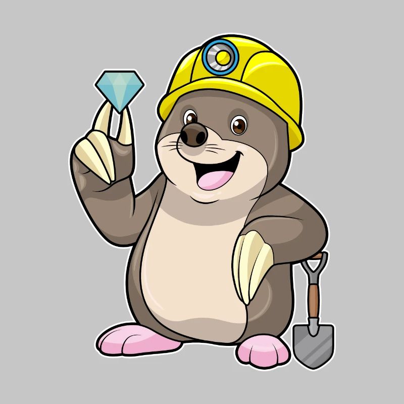 Mole as a miner with shovel & diamond