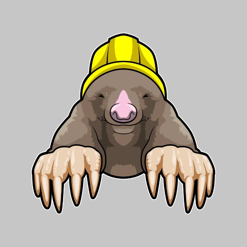 Mole as a miner with helmet