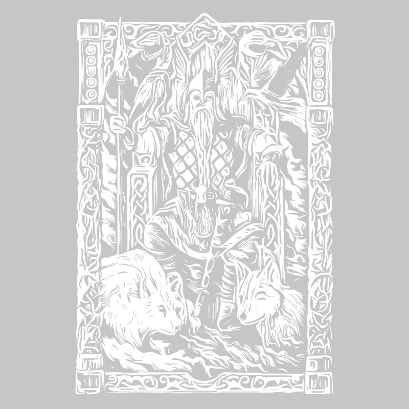 Viking table with wolves and ravens