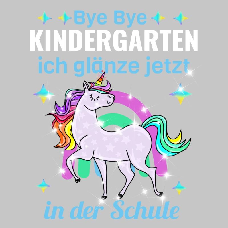 Bye Bye Kindergarten Glitzer Einhorn Einschulung