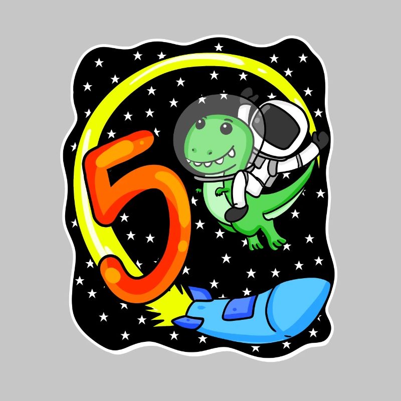 Young 5 years old dinosaur astronaut