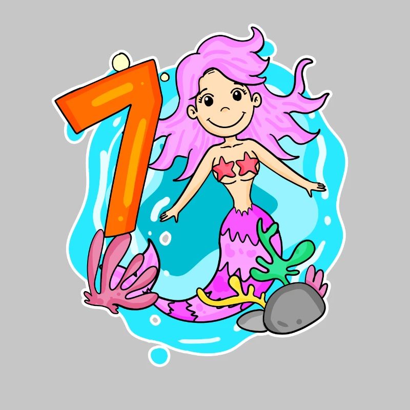 Fille de 7 ans sirène de 7ème anniversaire