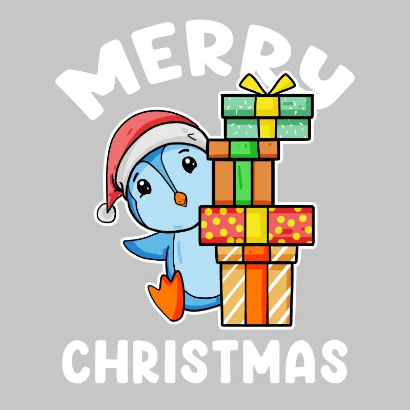Joyeux pingouin de Noël avec cadeaux