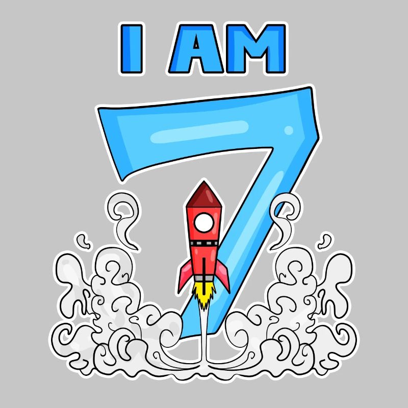 7th birthday - 7 years old Young rocket astronaut