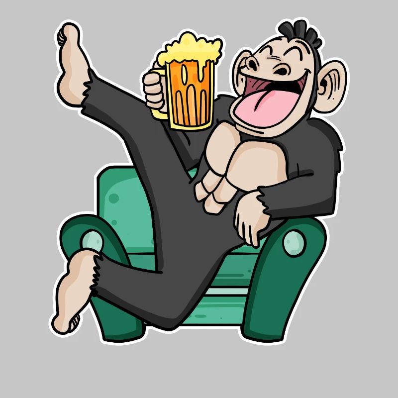 Drôle de singe boit de la bière