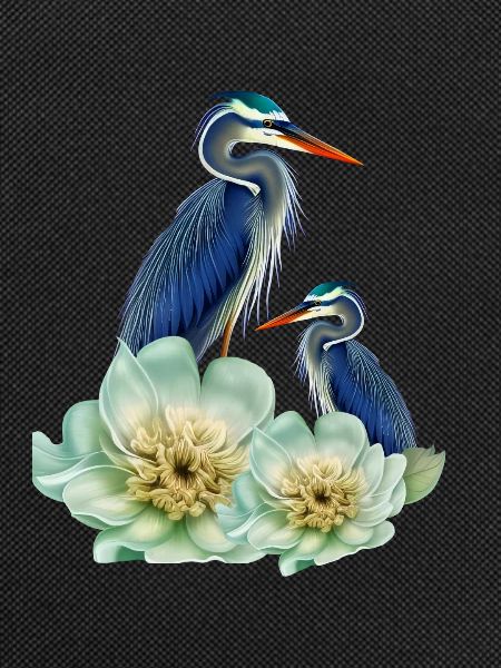 Der elegante Kranich mit Blumen