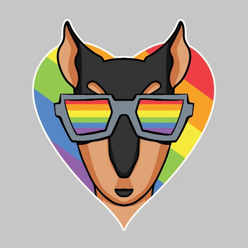 Rainbow - Dog with Glasses - Doberman