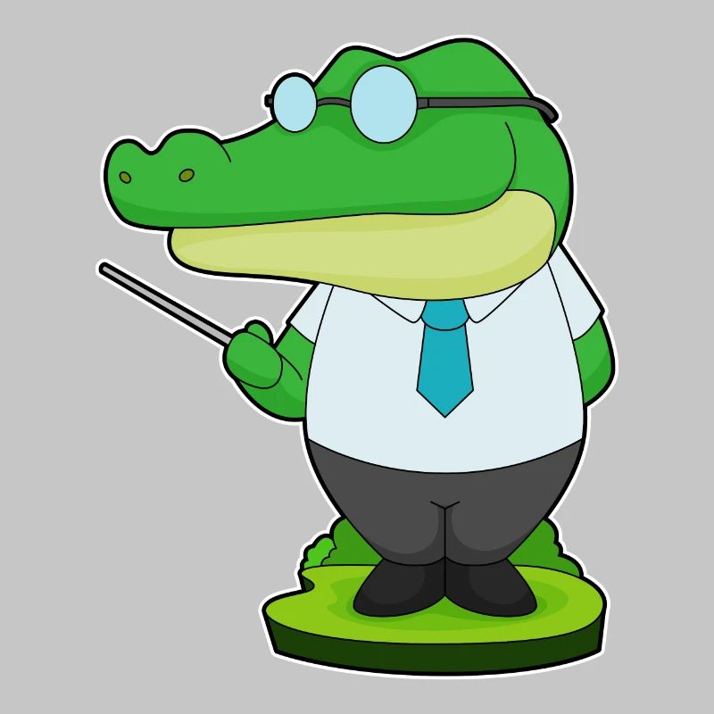 École du professeur de crocodile pointant des bâtons