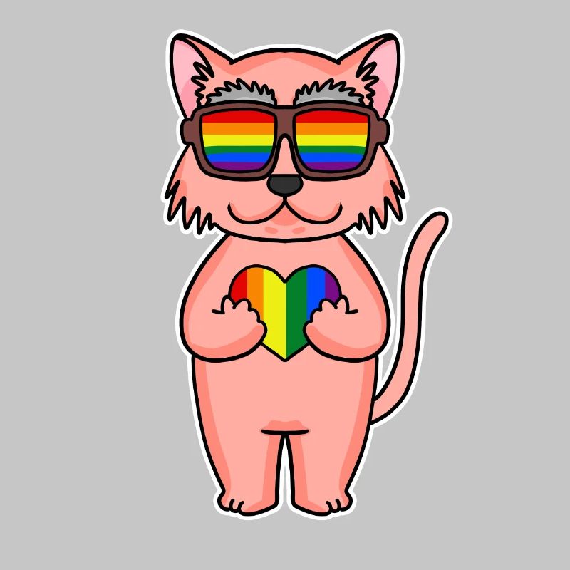 Rainbow Colorful Cat - Cool Cat