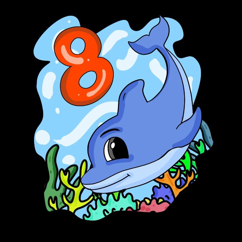 8th birthday motif dolphin - eight years old