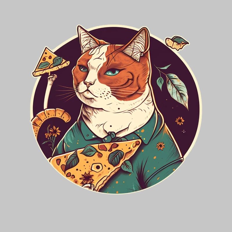 chat avec des tranches de pizza