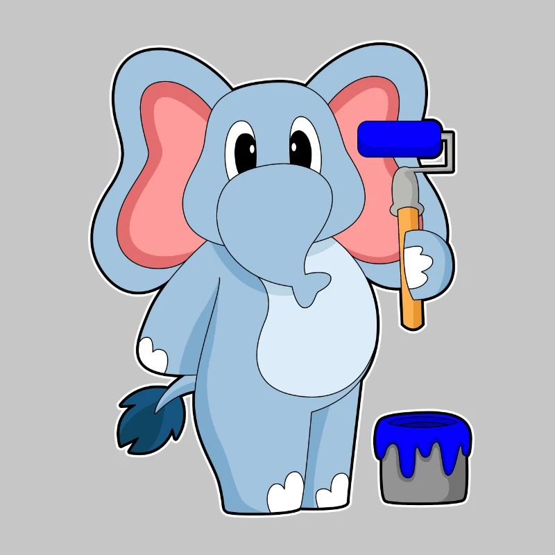 Elefant Maler Farbroller Malen
