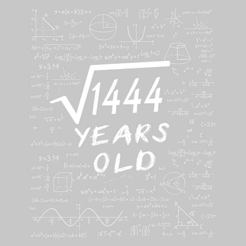 38th Birthday 38 years Square root of 1444 math