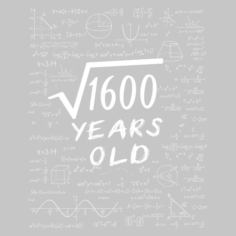 40th Anniversary 40 years Square root of 1600 math