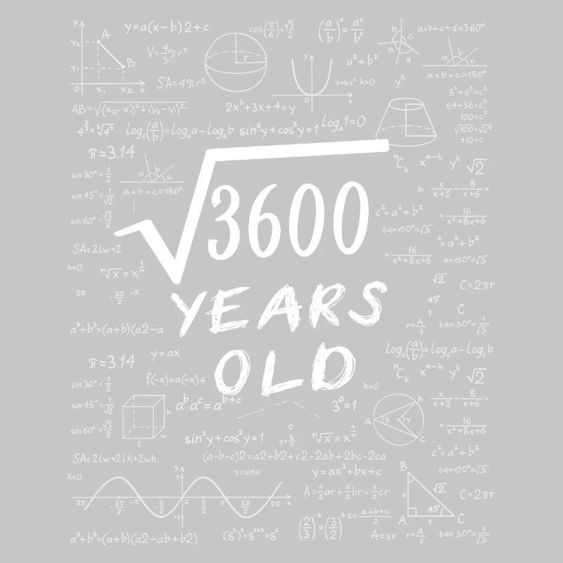 60th Birthday 60 years Square root of 3600 math