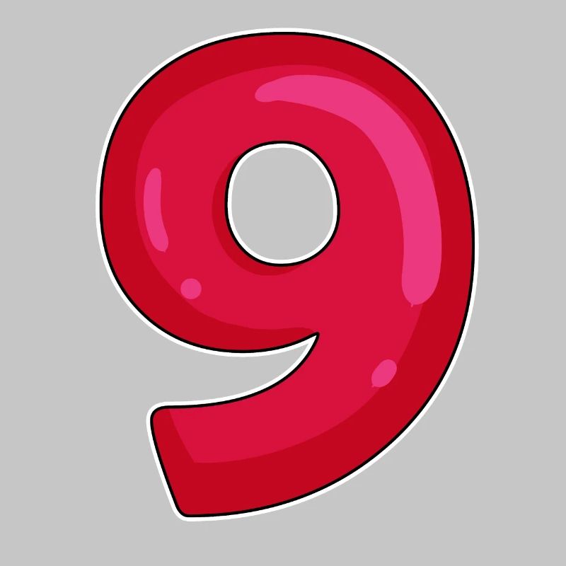NEUN - 9 - Ziffer rot