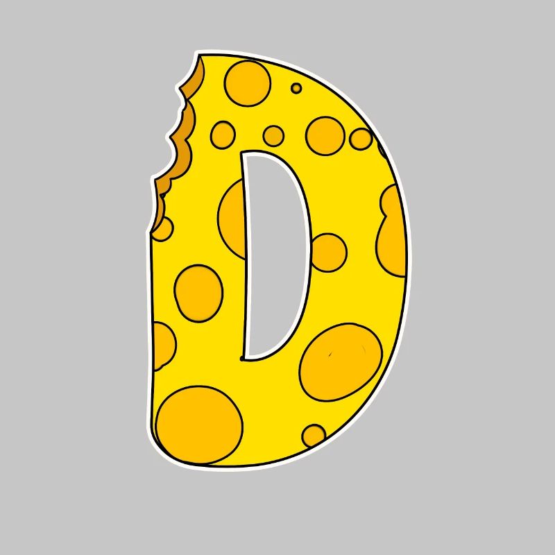 Lettre D - Lettre initiale D - Motif Fromage