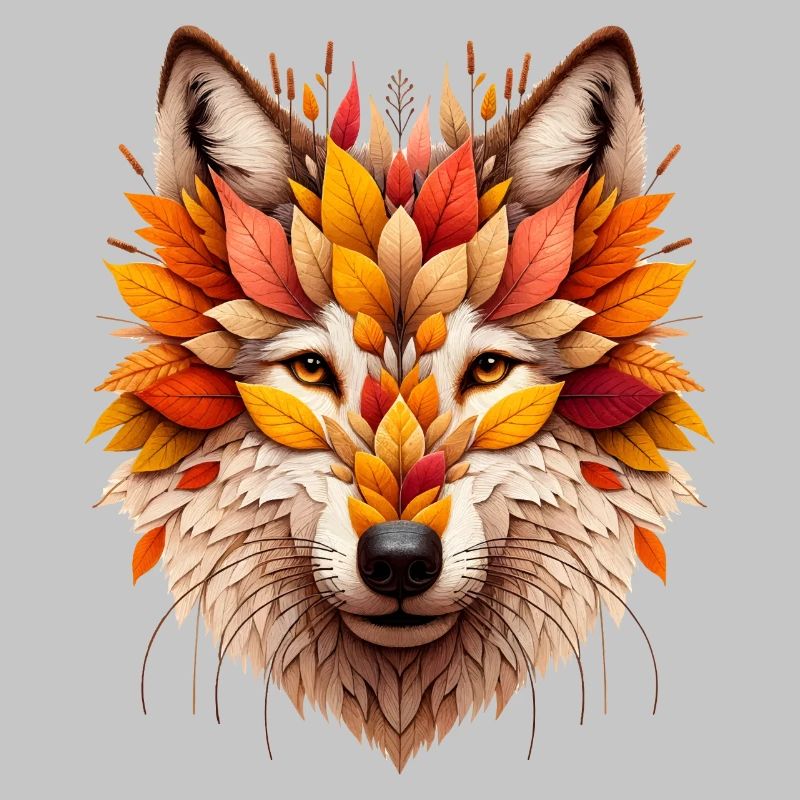 great wolf, designed from different leaves