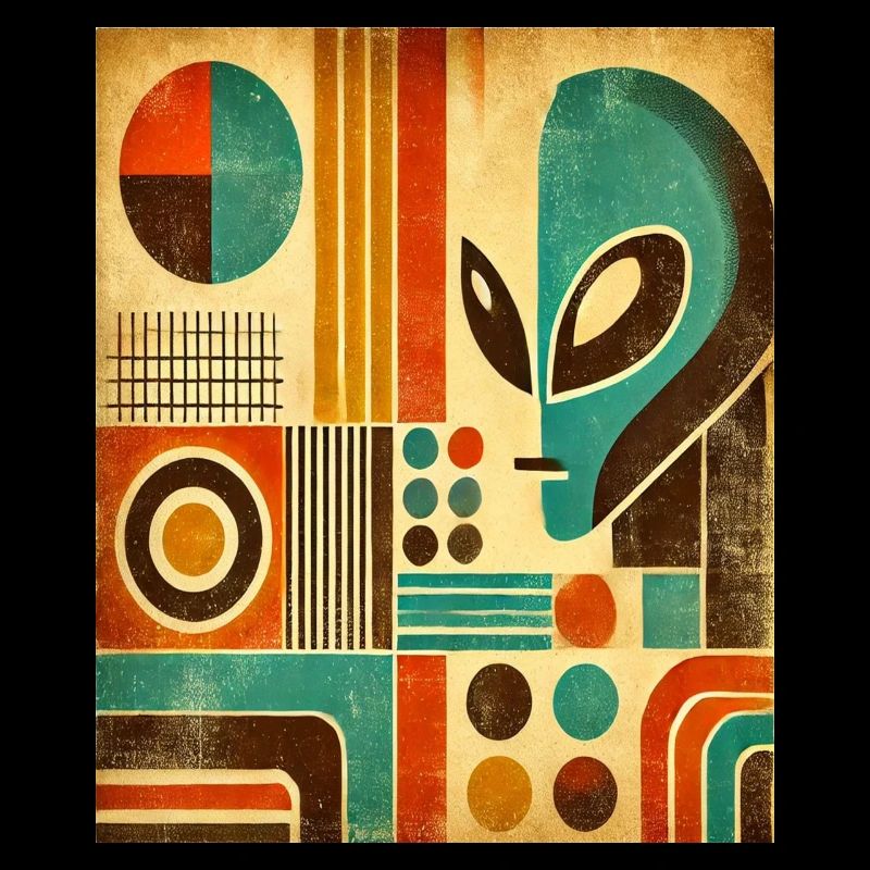 Retro abstract image with Alien face.