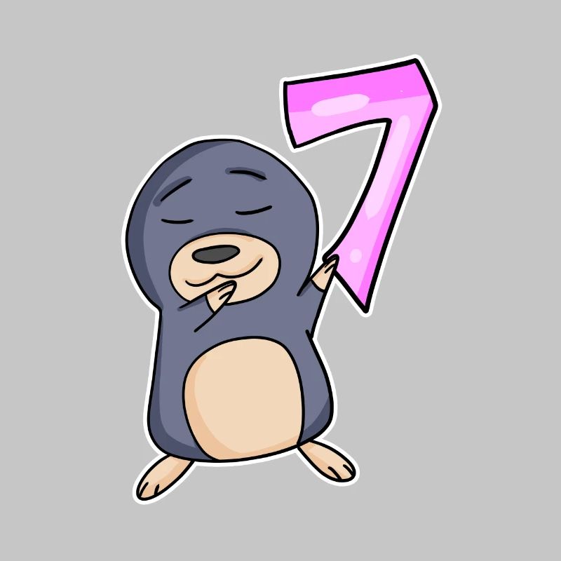 7th Birthday Motif Mole - Seven Years Old