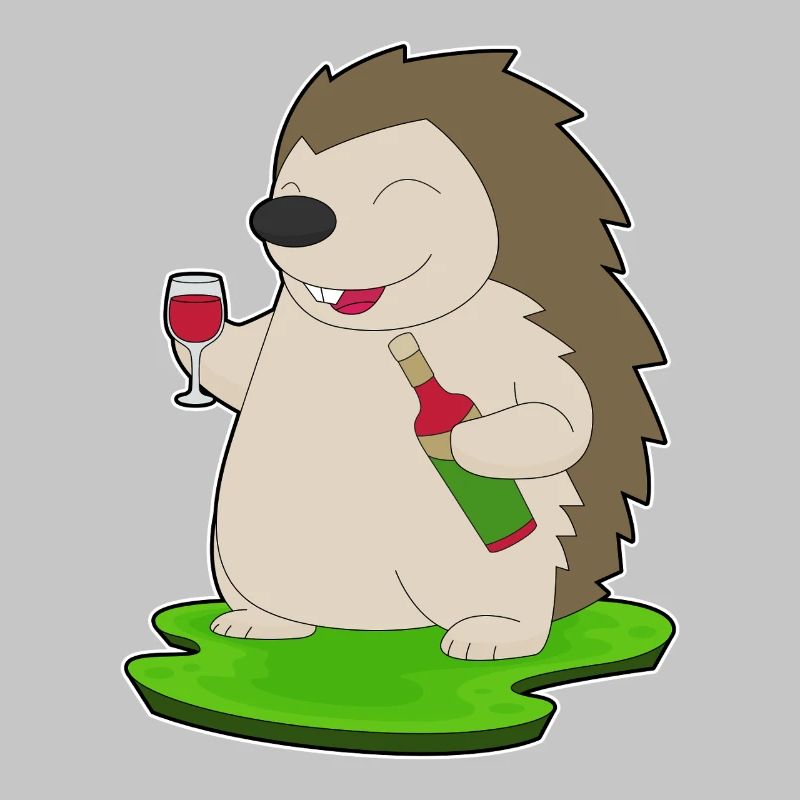 Bouteille de vin rouge hérisson