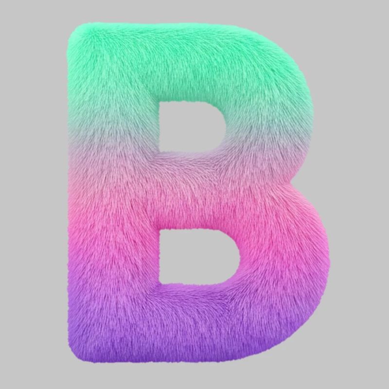 Letter B with fur and pastel gradient