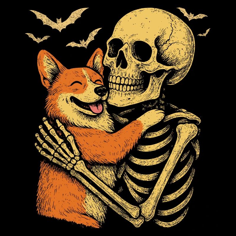 Halloween Cute Skeleton Cuddly Corgi