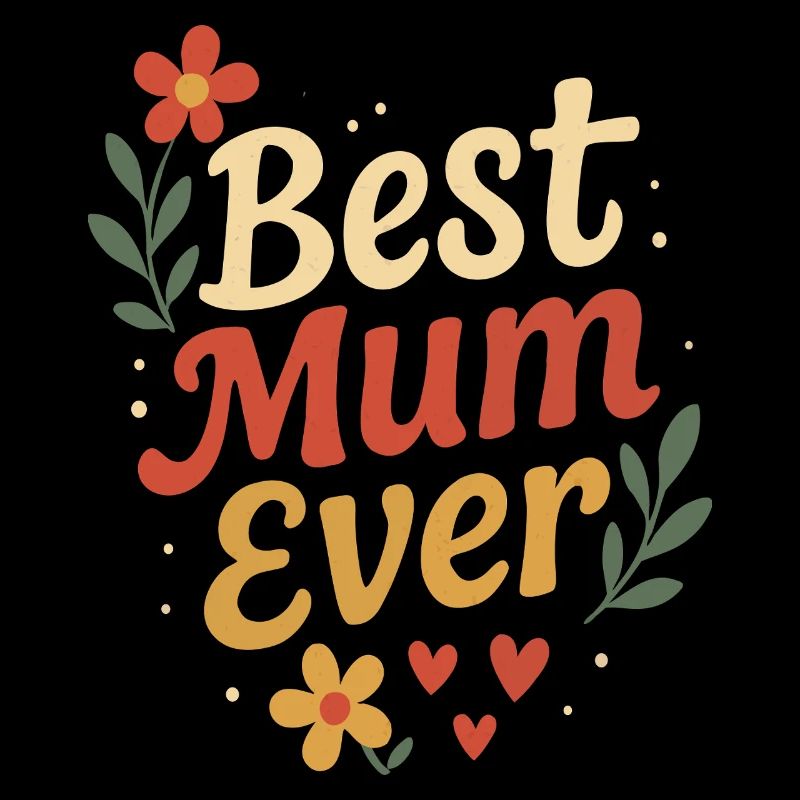 Design Mère Parfaite avec Fleurs et Cœurs