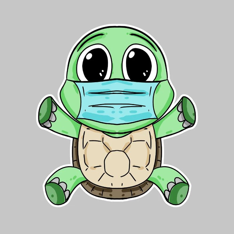 Cute turtle with mask