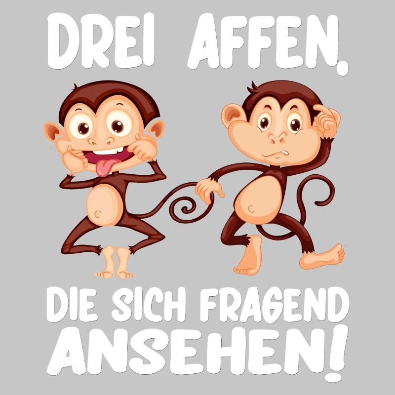 Three monkeys looking at each other questioningly Funny