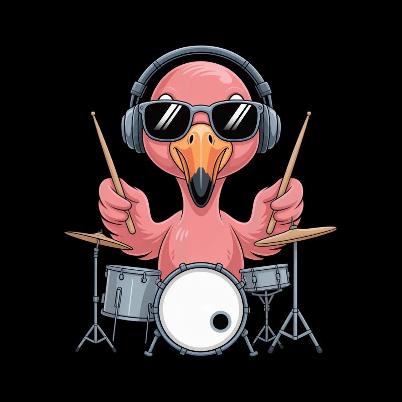 Flamingo Schlagzeuger Mit Kopfhörern