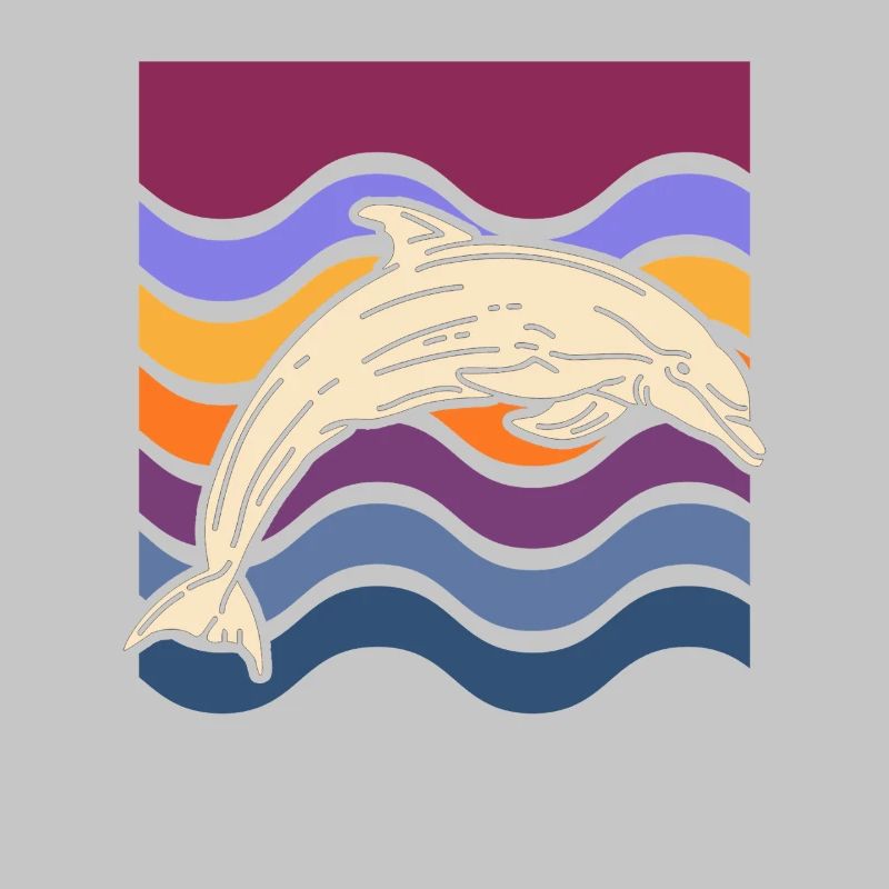 Delfin auf farbigen Wellen
