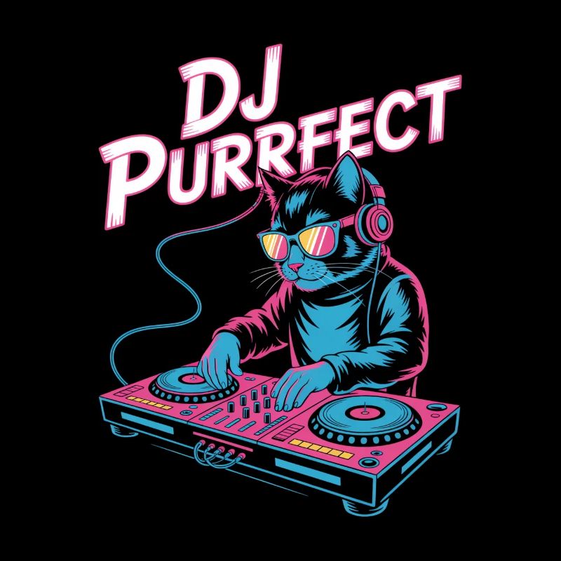 DJ PURRRFECT Chat DJ avec Table de mixage Rave
