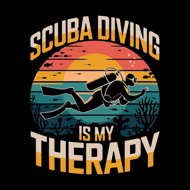 Scuba Diving Is My Therapy Retro Diving Ocean