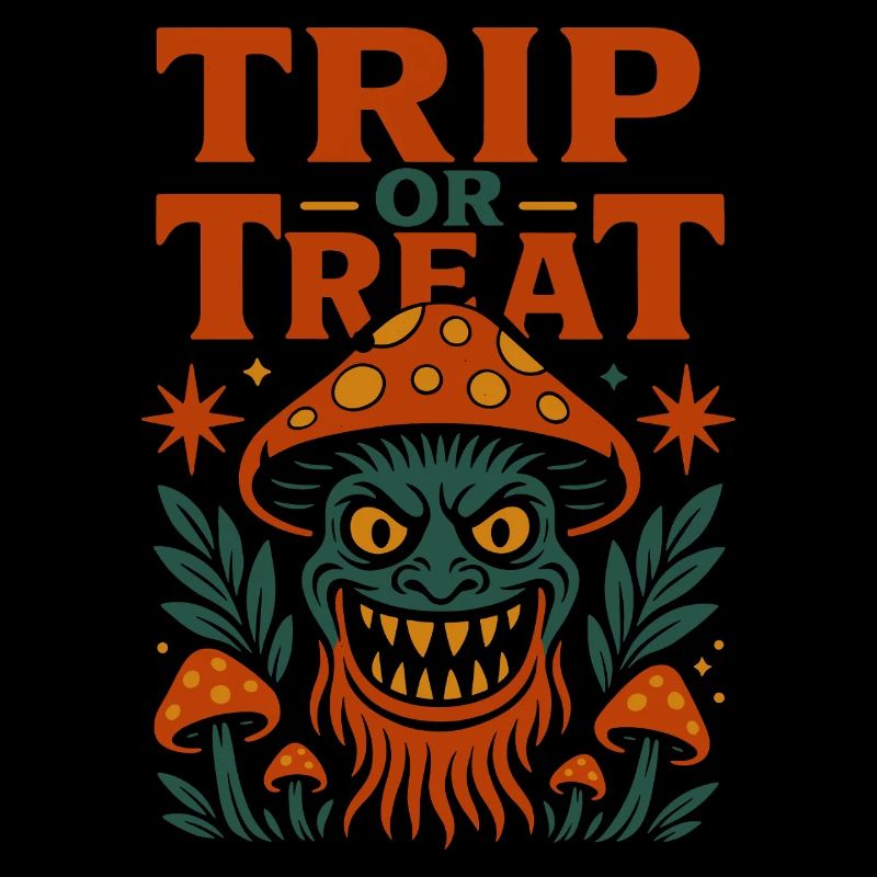 Trip oder Treat Psychedelisches Pilzmonster