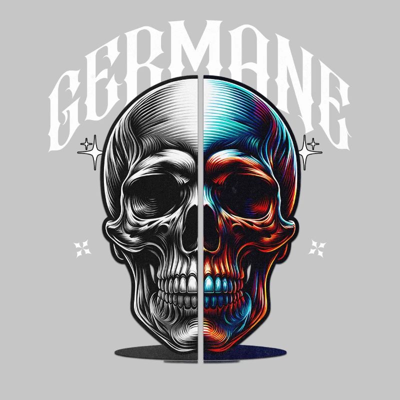 Split Skull Neon Contrast Germanic