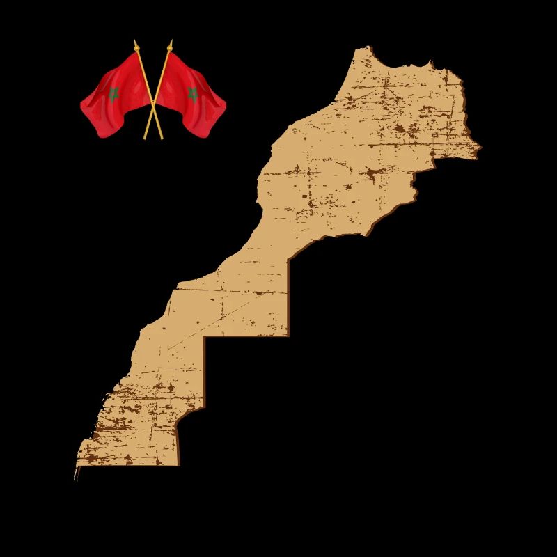 Map Morocco Vintage Flags