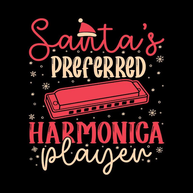 Funny Harmonica Player Santa ́s Preferred Harmonica