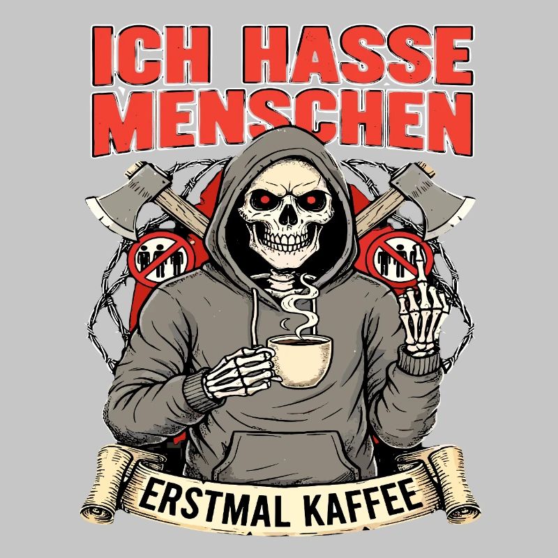 I Hate People First Coffee Skeleton Fun