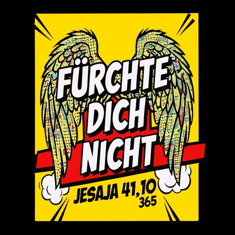 PAS PEUR Verset de la Bible Ailes de bande dessinée jaune