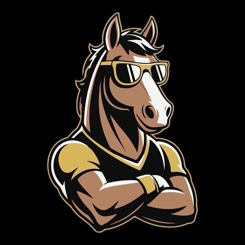 Mascotte cheval avec lunettes de soleil