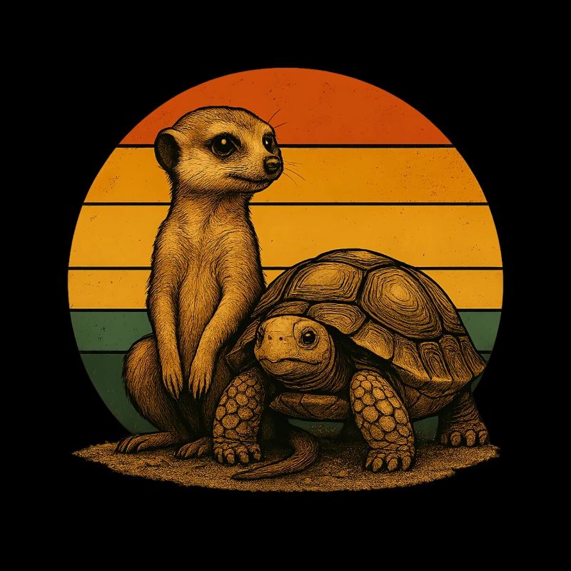 Erdmännchen Schildkröte Retro Tierfreunde