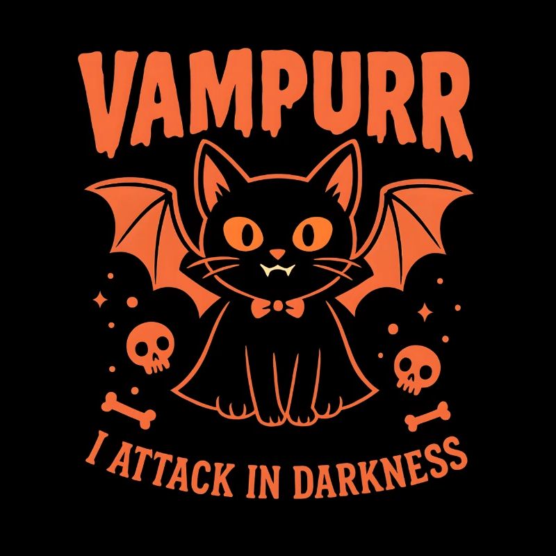 Vampurr – Graphique d’Halloween de chat vampire mignon